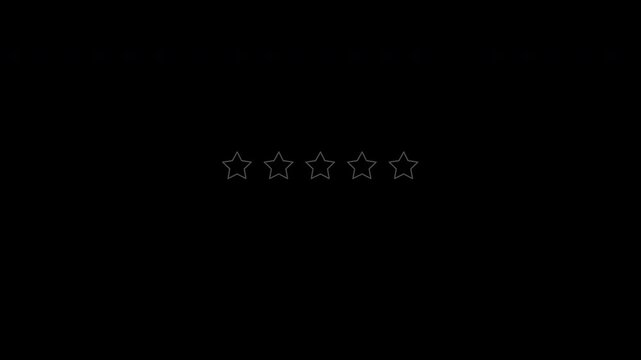 Animated 4 star customer feedback rating interface with color changing glowing effect and progress bars on black background