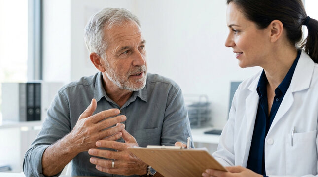 Doctor Consults Senior Patient, Discussing Health and Treatment Options