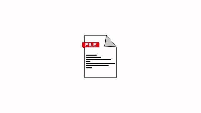 Document file icon with red file tag isolated on black background HD Video,