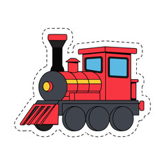 Red Steam Locomotive Train Engine Cartoon Sticker Clipart © Ari