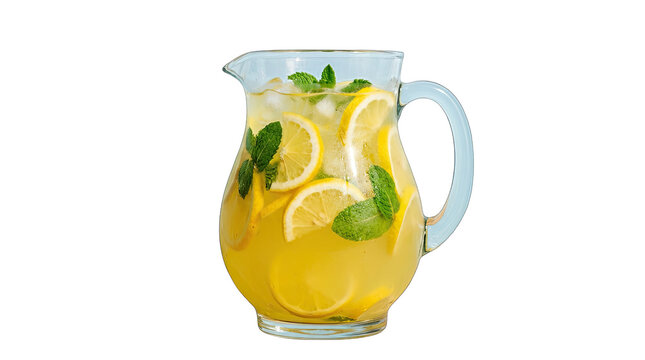 Refreshing lemonade pitcher with fresh mint and citrus slices a summertime beverage isolated on transparent background
