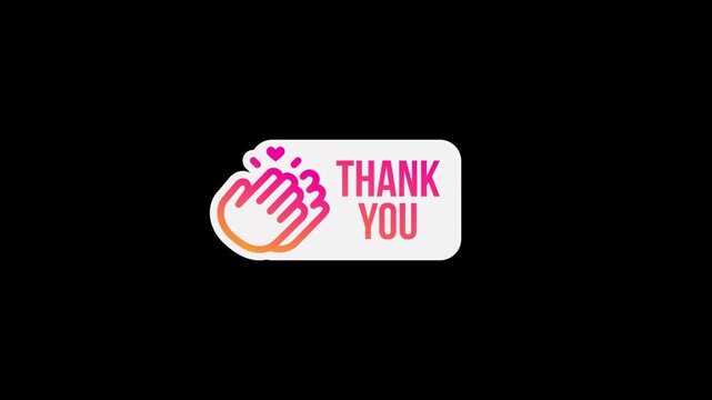 Thank You Hand Gesture Animation on Black Background