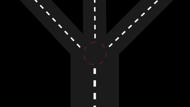 Road Junction Icon Animation with Yellow Circular Highlight on Black Background, Traffic Direction and Navigation Motion Graphic, 4K videos,. 4K,...