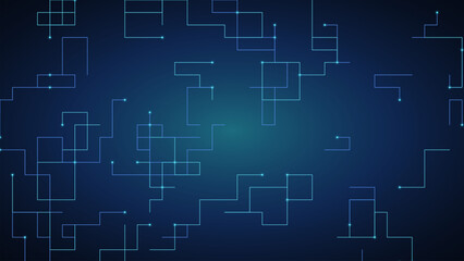 Fototapeta premium Abstract digital background with glowing blue lines and nodes connecting in a geometric grid pattern
