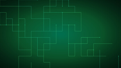 Fototapeta premium Abstract digital background with glowing green geometric lines and nodes