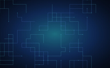 Fototapeta premium Abstract digital network background with glowing blue lines and geometric grid patterns representing technology and data