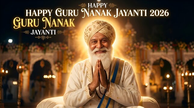 Happy Guru Nanak Jayanti 2026 Portrait of a Sikh Man in Prayer