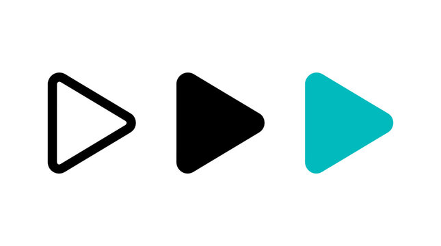 Play button media player icons with simple triangular design triangle abstract interface