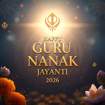 Happy Guru Nanak Jayanti 2026: Sikh Festival, Golden Symbol, Candles & Lotus Flowers