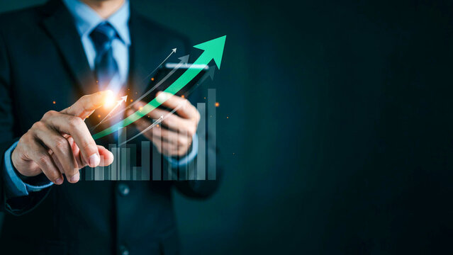 Businessman using smartphone with connected gears and icons illustrating Kaizen continuous improvement concept