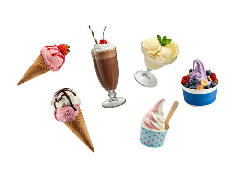 Assorted Delicious Ice Cream Treats Served In Various Styles transparent background