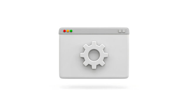 Web browser window with gear icon representing website settings and technology