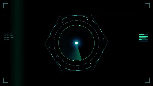 Digital searching system animation. Rader searching security concept animation. signal waves, searching icon. Rader searching black background and various collar animation 4k icon. 