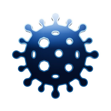 A glossy blue virus or bacteria cell icon with spikes, rendered in a 3D style on a white background, representing microbiology, disease, and medical research isolated on a transparent background