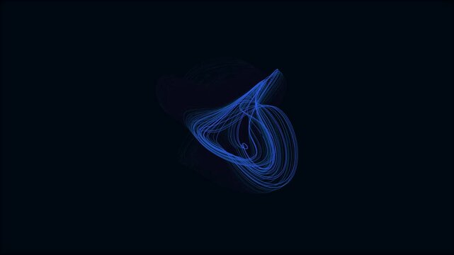 Abstract Blue Lorenz Attractor Simulation on Dark Background