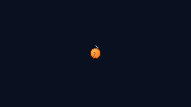 Minimalist orange clock icon on dark blue background symbolizing time management deadline and punctuality