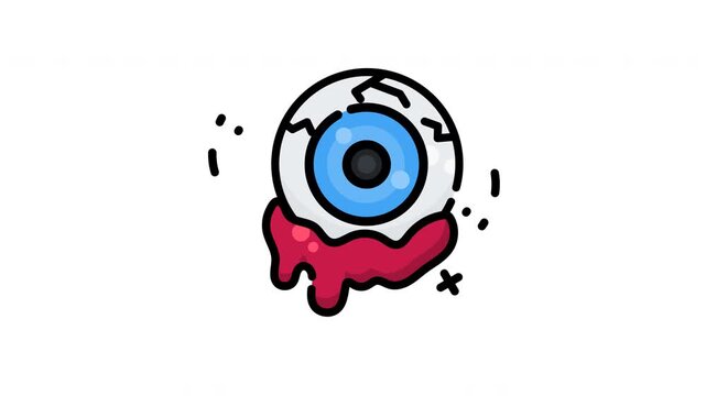 Animated blue eyeball horror illustration in a spooky graphic style, suitable for halloweenthemed designs or horrorthemed projects. Simple, scary icon.