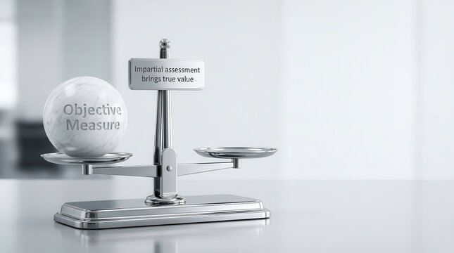 Silver scale representing impartial assessment and true value
