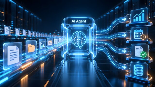 High capacity artificial intelligence agent pipeline sorting diverse digital assets into scheduled tasks and automated analytics across a cyber network