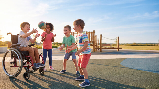 Inclusive Children Playing Volleyball Together to Promote Disability Inclusion