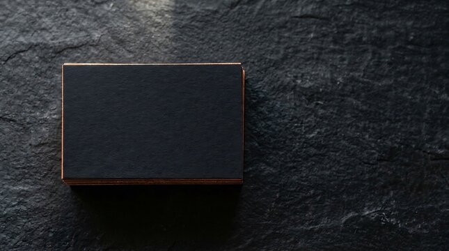 A sleek dark rectangle shape floating in a deep black shadow background representing a minimalist design element for modern graphic projects and creative digital art compositions or textures