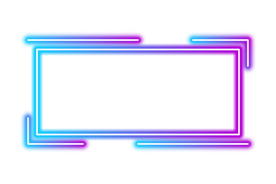 Abstract rectangular neon light border frame with glowing pink and blue edges glowing rectangle border design graphic resource abstract template
