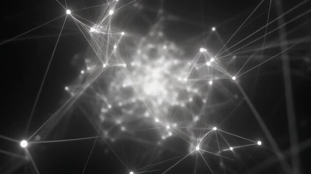 白い光が輝くネットワーク構造の未来的な抽象背景