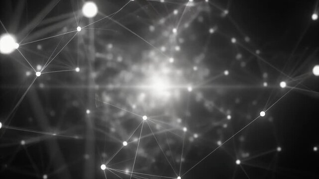 白い光が輝くネットワーク構造の未来的な抽象背景
