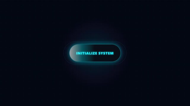 Futuristic Neon Initialize System Button Animation for Dark Technology Interface