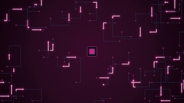 Glowing Pink Digital Circuit Board Technology Motion Background