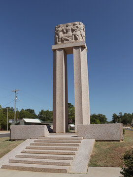 New London, TX - August 15 2026: Cenotaph commemorating the New London school explosion that killed 311 people on March 18, 1937 in New London TX