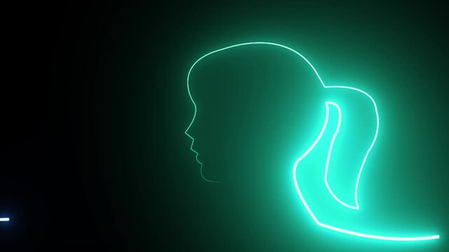 Happy propose day Neon Signs with Silhouettes of Lovers' Faces and Heart. neon couple man and woman icon Animation on black background. 4k animation.
