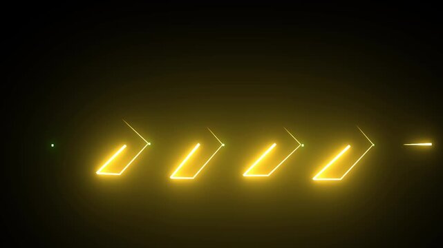Neon direction arrow right neon light glowing sign icon animation. Neon download sign on black background.4k video.

