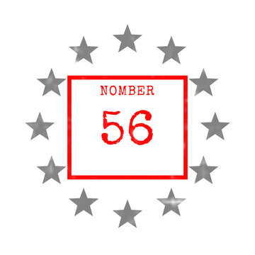 Number 56 in a red square frame with a circle of grey stars