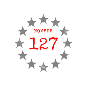 Number 127 with grey stars in a circle