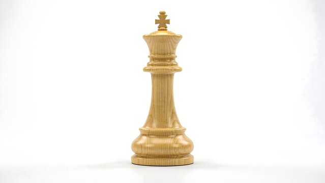 Golden chess king piece isolated on white background