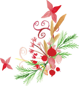 Watercolor Floral Corner Frame Vector 02