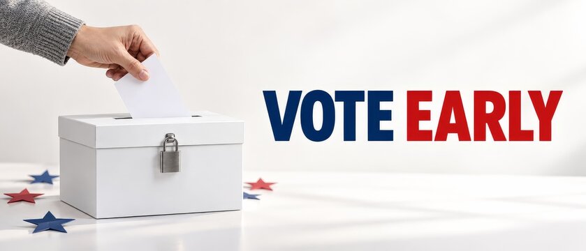 Individual submitting their vote during early election period at a designated ballot drop off location