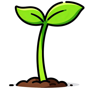 [Transparent Background PNG]Young green seedling growing from small pile of brown soil