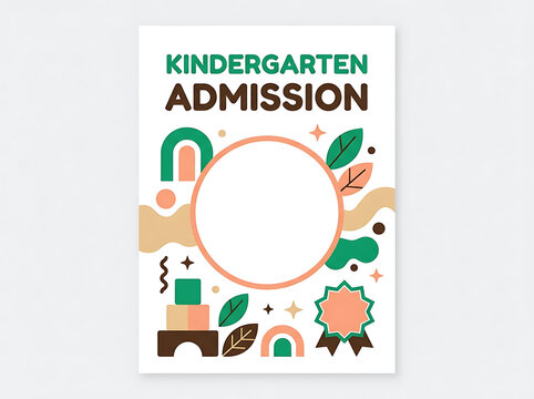 Kindergarten admission flyer template with circular frame for photo graphic design kids education school flyer preschool template enrollment education childhood