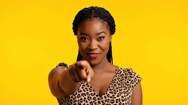 African women's yellow background front comparison gesture, black women on yellow background