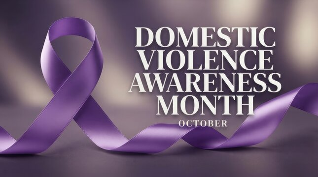 Domestic Violence Awareness Month purple ribbon symbol October