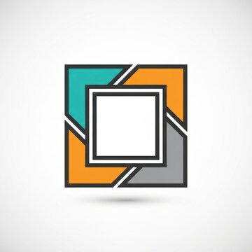 Square frame with four colored quadrants and central white space on white background