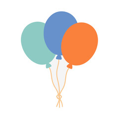 Three colorful balloons with strings © ghani
