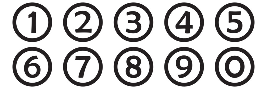  Phone interface illustration isolated. Simple 1, 2, 3, 4, 5, 6, 7, 8, 9, 0 count design for web or mobile app. Number icon sets. 