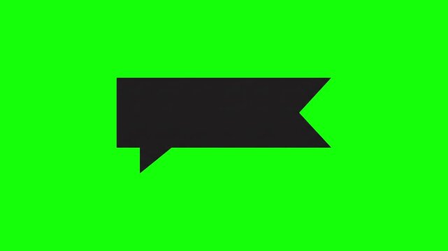 Black rectangular banner on green screen background. Minimalist ribbon shape for video overlay, modern graphic element for text insertion and motion design