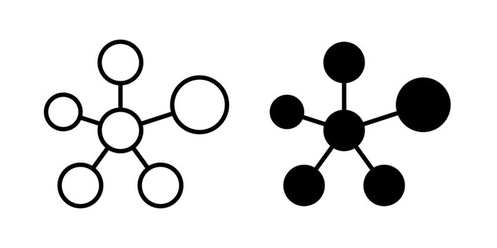 A clean network connection icon representing connected devices, networking, internet connectivity, and data connections. Designed in stroke, filled, and colored vector styles for technology