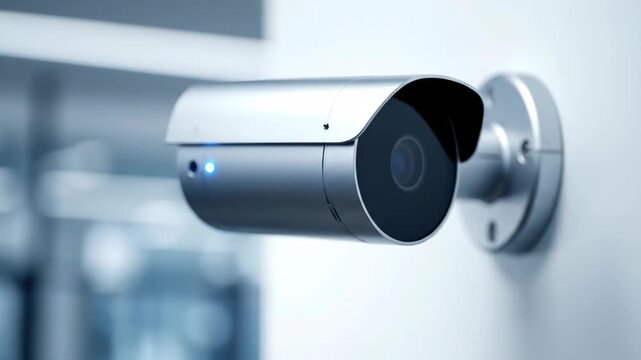 Wall-mounted surveillance cameras, close-up of surveillance cameras