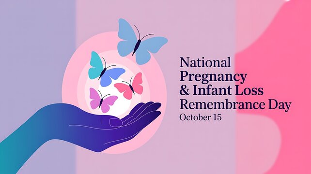 National pregnancy and infant loss remembrance day october 15 with butterflies