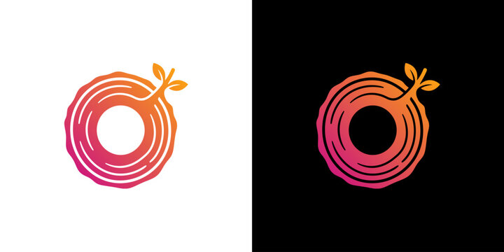 Modern Organic Growth Logo with Tree Stump and Sprout Design